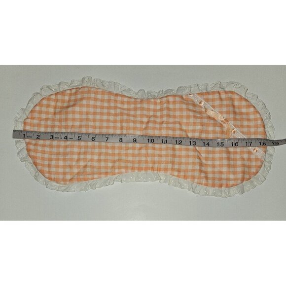 Orange Peach White Gingham Plaid Burp Cloth Lace Trim Strawberry Patch Atlanta - Picture 5 of 6